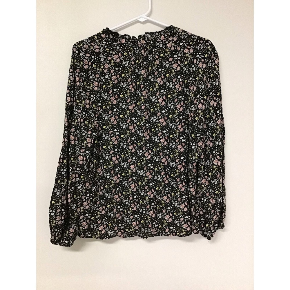 Grace‎ the Perfect Fit Black Floral Print Blouse Women's Petite NWT